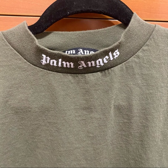 SOLD -Palm Angels Military Green Classic Logo Over T-Shirt - Picture 5 of 11